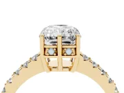 Radiant Cut Hidden Halo Solitaire Engagement Ring Setting | Shared Prong Band | Yellow Gold