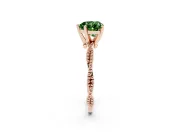 Fancy Green Heart Cut Diamond Solitaire Ring Set in Rose gold with Twisted Band and Bead Prong Setting