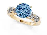 Round 5 Stone Engagement Ring Setting for a Fancy Blue Lab-Grown Diamond | Yellow Gold