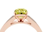 Fancy Yellow Emerald Cut Diamond Solitaire Ring Set in Rose gold with Channel-Set Band and Prong Setting