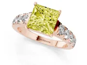 Princess Cut Engagement Ring Setting for a Fancy Yellow Lab-Grown Diamond | Rose Gold - Design NV-24643