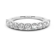Round Lab-Grown Diamond Prong Set Half Eternity Wedding Band | Raised Row | Platinum