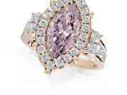 Marquise Halo Engagement Ring Setting for a Fancy Pink Lab-Grown Diamond | Side Clusters | Rose Gold