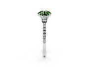 Fancy Green Round Cut Diamond Three-Stone Ring Set in Silver with Pavé Band and Graduated Sides