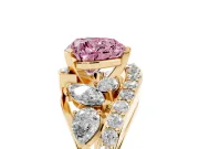 Heart-Shaped Bypass Pavé Engagement Ring Setting for a Fancy Pink Lab-Grown Diamond | Yellow Gold