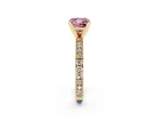 Princess Cut Vintage Pavé Engagement Ring Setting for a Fancy Pink Lab-Grown Diamond | Yellow Gold