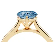 Heart-Shaped Cathedral Engagement Ring Setting for a Fancy Blue Lab-Grown Diamond | Yellow Gold