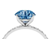 Round Pave Engagement Ring Setting for a Fancy Blue Lab-Grown Diamond | Slim Band | Platinum