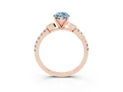 Fancy Blue Marquise Cut Diamond Solitaire Leaf-Inspired Ring Set in Rose gold with Pavé Band and Prong Setting