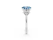 Oval Cluster Accent Engagement Ring Setting for a Fancy Blue Lab-Grown Diamond | Sterling Silver