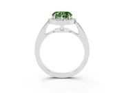 Fancy Green Heart Cut Diamond Halo Pavé Engagement Ring Set in White gold with Bezel Setting
