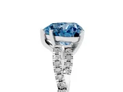 Heart-Shaped Twisted Engagement Ring Setting for a Fancy Blue Lab-Grown Diamond | White Gold
