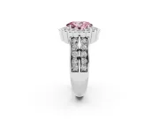 Fancy Pink Oval Cut Diamond Scalloped Halo Ring Set in Silver with Pavé Split Shank
