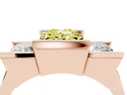 Oval Channel-Set Three Stone Engagement Ring Setting for a Fancy Yellow Lab-Grown Diamond | Wide Flat Band | Rose Gold