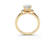 Princess Cut Three Stone Engagement Ring Setting | Round Side Stones | Yellow Gold