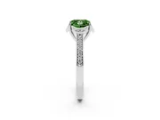 Princess Cut Floral Pavé Engagement Ring Setting for a Fancy Green Lab-Grown Diamond | Petal Accents | Sterling Silver