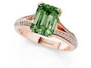 Emerald Cut Split Shank Engagement Ring Setting for a Fancy Green Lab-Grown Diamond | Pave Band | Rose Gold