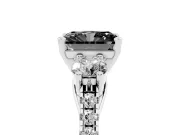 Fancy Black Three-Stone Radiant Cut Diamond Pavé Band Ring Set in Silver with Prong-Set Trio