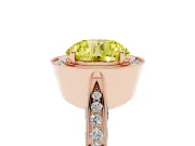 Round Milgrain Halo Engagement Ring Setting for a Fancy Yellow Lab-Grown Diamond | Side Stones | Rose Gold