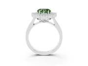 Heart-Shaped Milgrain Cluster Halo Engagement Ring Setting for a Fancy Green Lab-Grown Diamond | Plain Band | White Gold