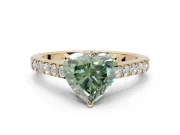Heart-Shaped Pavé Engagement Ring Setting for a Fancy Green Lab-Grown Diamond | Crossover Gallery | Yellow Gold