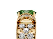 Oval Vintage Pave Engagement Ring Setting for a Fancy Green Lab-Grown Diamond | Milgrain Edges | Yellow Gold