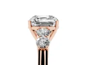 Asscher Cut Close Set Five Stone Engagement Ring Setting | Rose Gold