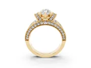 Marquise Vintage Milgrain Pave Engagement Ring Setting | Crescent Side Rows | Yellow Gold