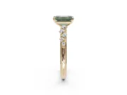 Emerald Cut Graduated Solitaire Engagement Ring Setting for a Fancy Green Lab-Grown Diamond | Yellow Gold