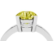 Fancy Yellow Round Cut Diamond Solitaire Ring Set in Silver with Prong Head and Smooth Polished Band