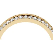 Round Diamond Double Row Pavé Band Set in Yellow gold with Shared Prong Setting