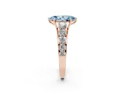 Marquise Graduated Side Stone Engagement Ring Setting for a Fancy Blue Lab-Grown Diamond | Flat Top Band | Rose Gold