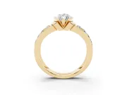 Marquise Half Bezel Engagement Ring Setting | Double Row Channel Band | Yellow Gold