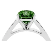 Fancy Green Radiant Cut Diamond Solitaire Engagement Ring Set in Silver with Prong Setting and Tapered Band