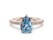 Pear-Shaped Hidden Halo Engagement Ring Setting for a Fancy Blue Lab-Grown Diamond | Rose Gold