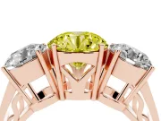 Round Engagement Ring Setting for a Fancy Yellow Lab-Grown Diamond | Three Stone | Rose Gold