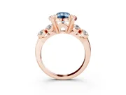 Emerald Cut Floral Engagement Ring Setting for a Fancy Blue Lab-Grown Diamond | Petal Frame and Side Stones | Rose Gold