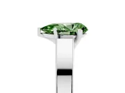 Fancy Green Pear Cut Diamond Solitaire Engagement Ring Set in White gold with Prong Setting and Tapered Band