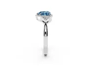 Fancy Blue Heart Cut Diamond Milgrain Solitaire Ring Set in Platinum with Tapered Pavé Band and Prong Setting
