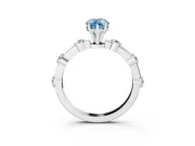 Fancy Blue Pear Cut Diamond Solitaire Ring Set in Platinum with Bezel Set Side Stones and Prong Setting