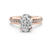 Oval Channel Set Solitaire Engagement Ring Setting | Rope Collar Head | Rose Gold