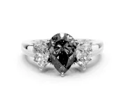 Pear-Shaped Three Stone Engagement Ring Setting for a Black Center | Matching Side Stones | Platinum