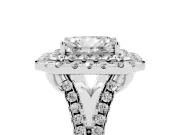 Radiant Cut Halo Split Shank Engagement Ring Setting | Sterling Silver