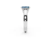 Emerald Cut Pavé Collar Engagement Ring Setting for a Fancy Blue Lab-Grown Diamond | Sterling Silver