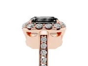 Emerald Cut Floral Halo Engagement Ring Setting for a Black Center | Large Round Accents | Rose Gold