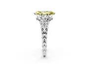 Fancy Yellow Marquise Cut Diamond Three-Stone Ring Set in Silver with Braided Band