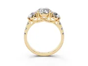 Round Three Stone Engagement Ring Setting | Accented Shoulders | Yellow Gold