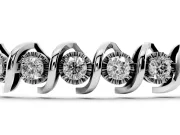 Round Lab-Grown Diamond Swirl Link Tennis Bracelet | Faceted Illusion Plates | White Gold