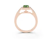 Fancy Green Emerald Cut Diamond Halo Pavé Engagement Ring Set in Rose gold with Bezel Setting