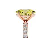 Fancy Yellow Oval Cut Diamond Solitaire Ring Set in Rose gold with Round Pavé Band and Prong Setting